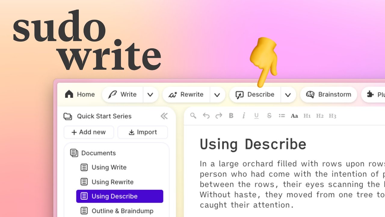 Sudowrite Quick Start - Part 5: Describe