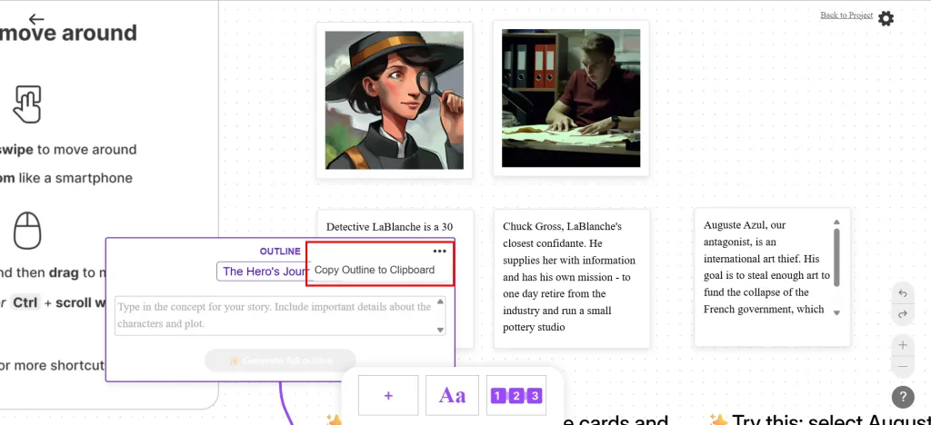 Copy Outline from Sudowrite Canvas