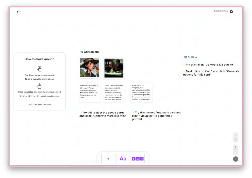 Sudowrite Canvas Interface